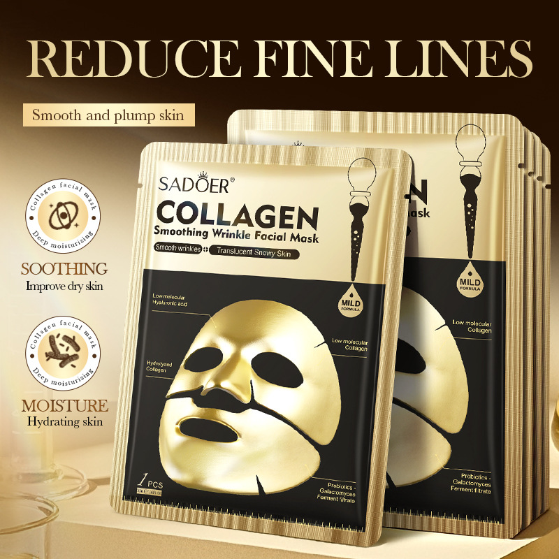 Sheet Face Mask Pack - SADOER Golden Collagen Facial Masks Moisturizing