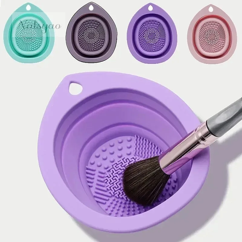 Beauty Makeup Eyeshadow - Silicone Folding Makeup Brush Cleaner Box,