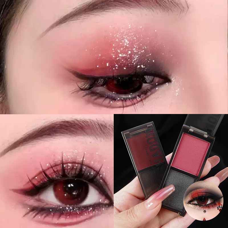 Two-color Black Red Eyeshadow  - Eyeshadow Glitter Pigment review and price